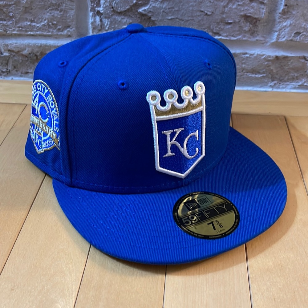 New Era 59Fifty Kansas City Royals Fitted Hat Size 7 5/8 Grey UV 40th Side Patch